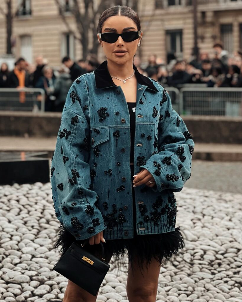 Ahood Ali Alenezi at the Miu Miu show during Paris Fashion Week 2024.