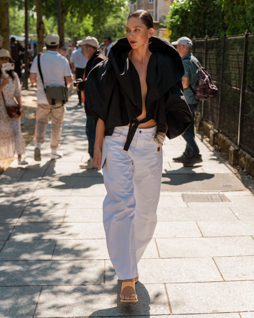Guest at the Balenciaga show during Haute Couture in Paris 2026.