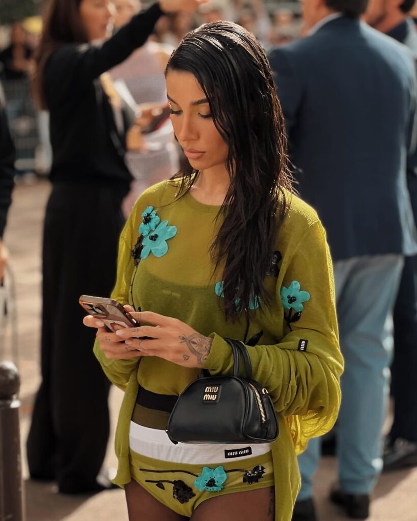 Bianca Andrade at the Miu Miu show during Paris Fashion Week 2023.