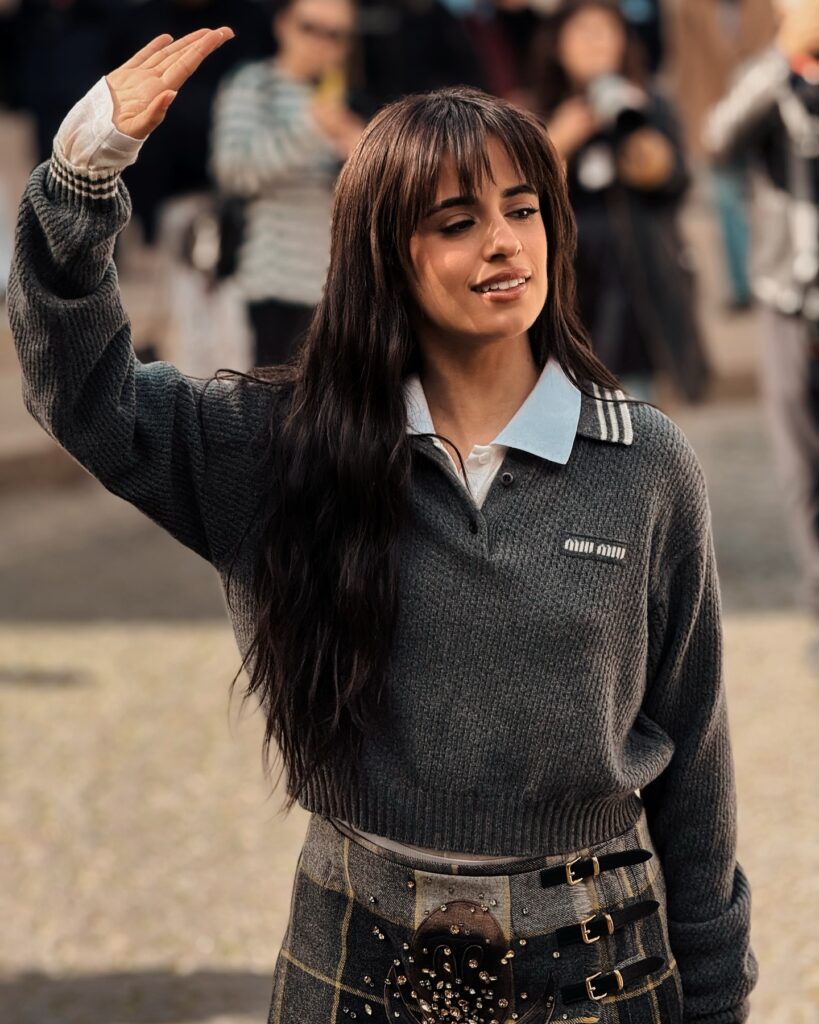 Camila Cabello at the Miu Miu show during Paris Fashion Week 2024.