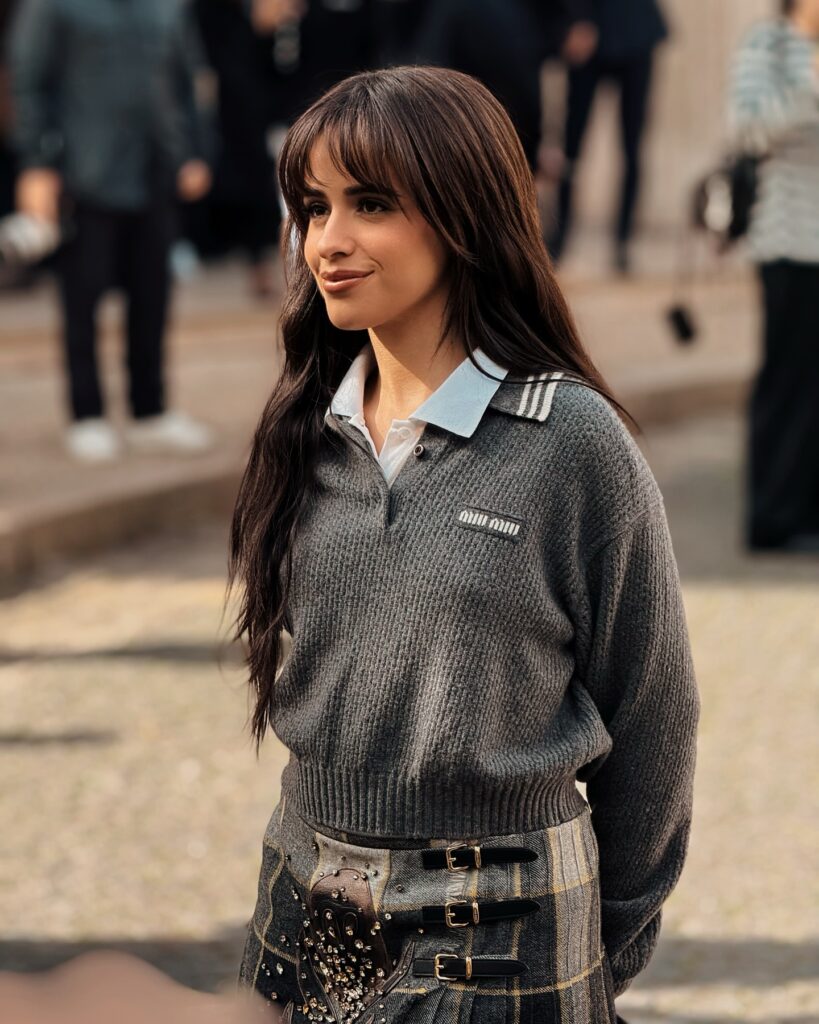 Camila Cabello at the Miu Miu show during Paris Fashion Week 2024.