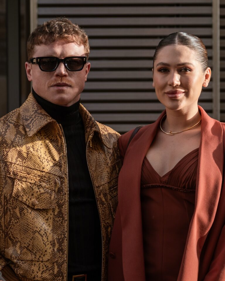 Canelo Álvarez, Fernanda Gómez at the AMIRI show during Fashion Week in Paris 2026.