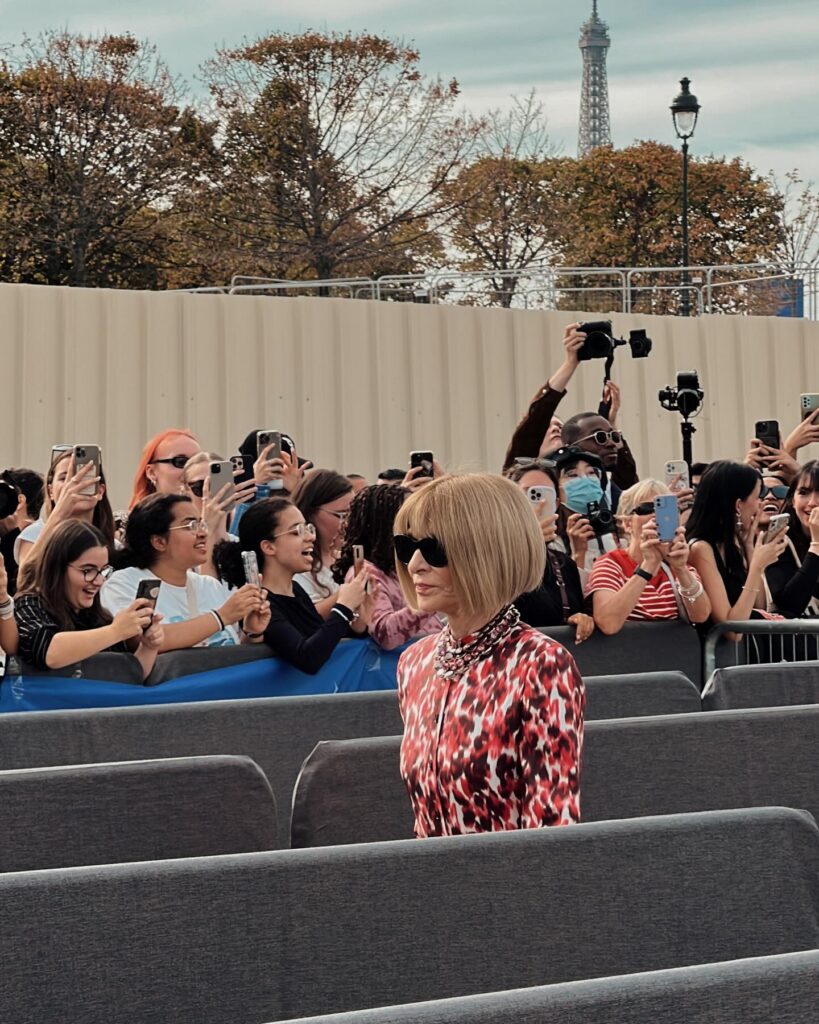 Guest at the Dior show during Paris Fashion Week 2023.