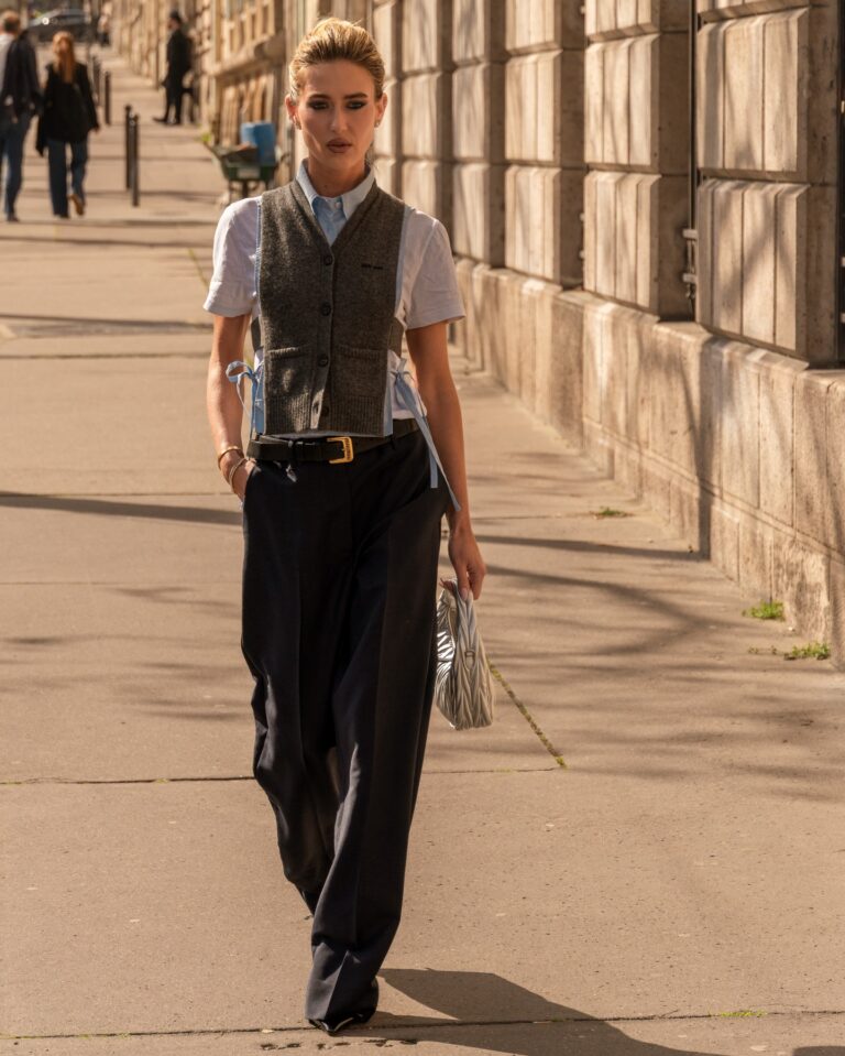 Emili Sindlev at the Miu Miu show during Fashion Week in Paris 2026.