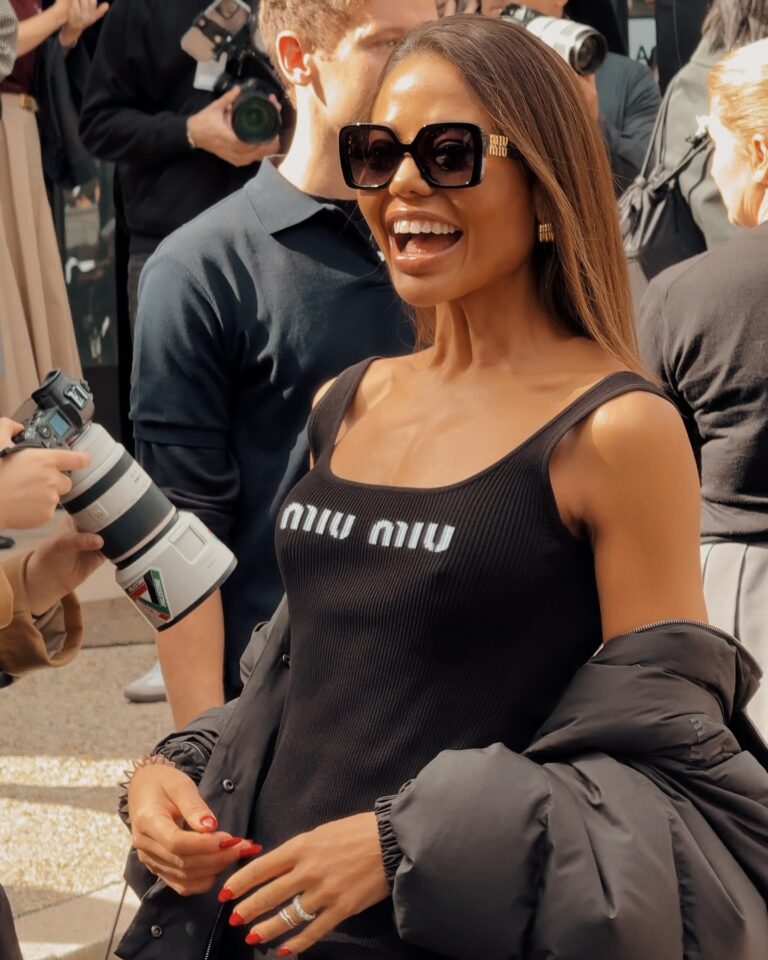 Emma Thynn, Marchioness of Bath at the Miu Miu show during Paris Fashion Week 2024.