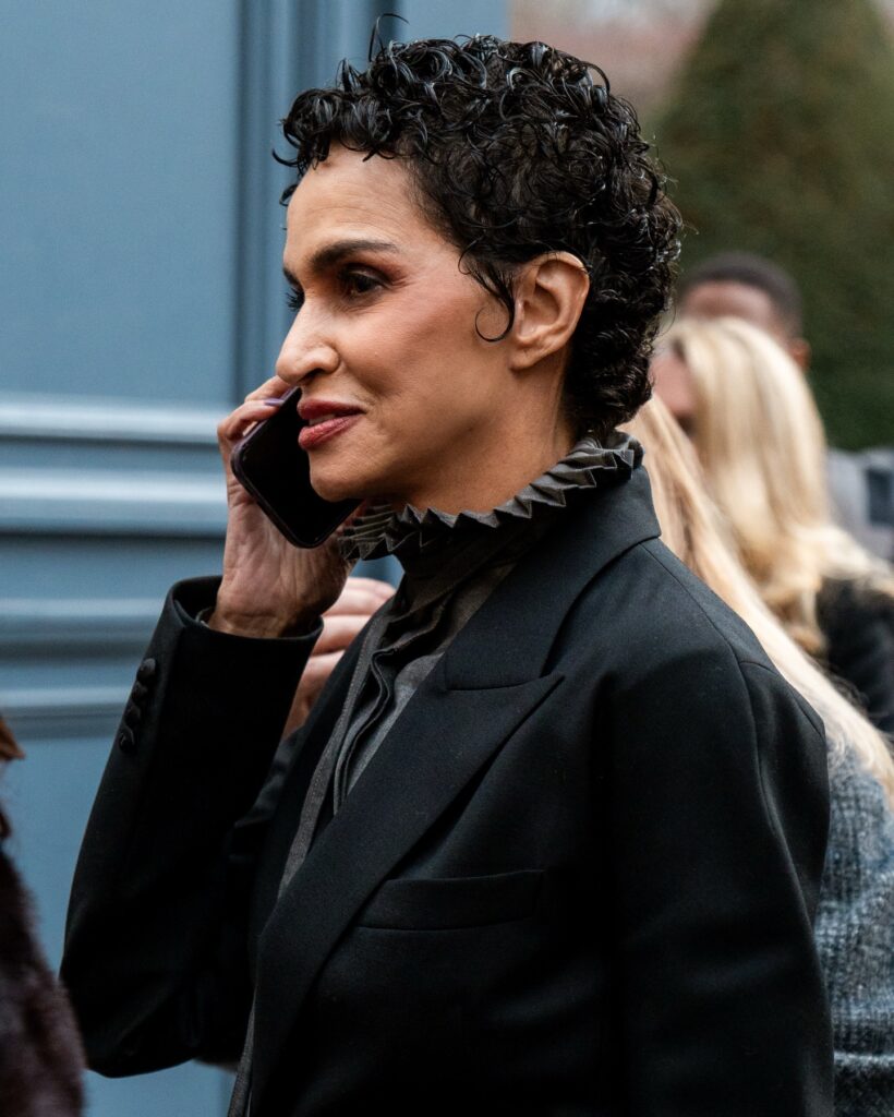 Farida Khelfa at the Dior show during Haute Couture in Paris 2026.