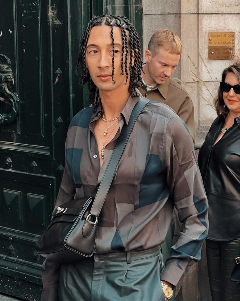 Guest at the Hermès show during Paris Fashion Week 2023.