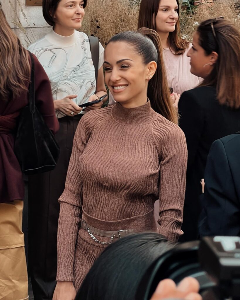 Guest at the Hermès show during Paris Fashion Week 2023.