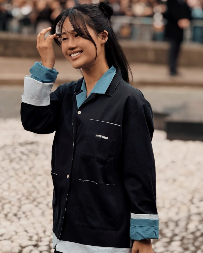 Jihoon Kim at the Miu Miu show during Paris Fashion Week 2024.