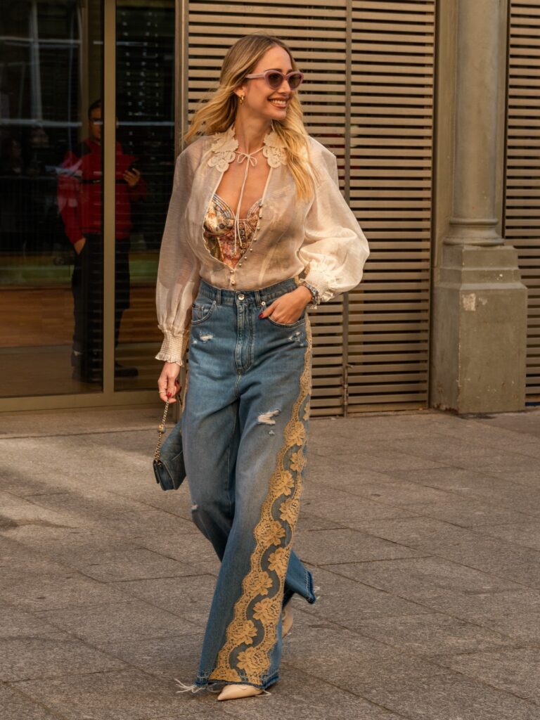 Katerina Evangelinou at the ZIMMERMANN show during Fashion Week in Paris 2026.