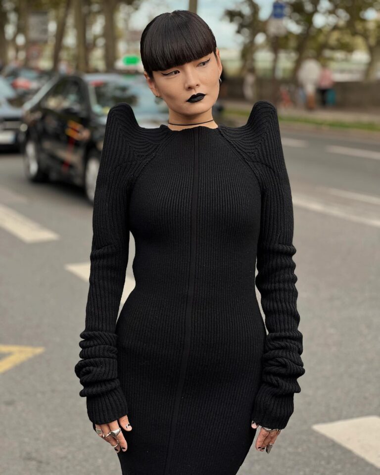 Kozue Akimoto at the Rick Owens show during Paris Fashion Week 2023.