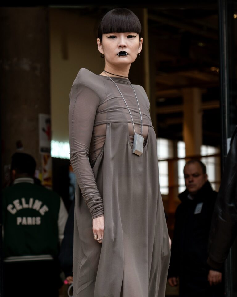 Kozue Akimoto at the Rick Owens show during Fashion Week in Paris 2026.