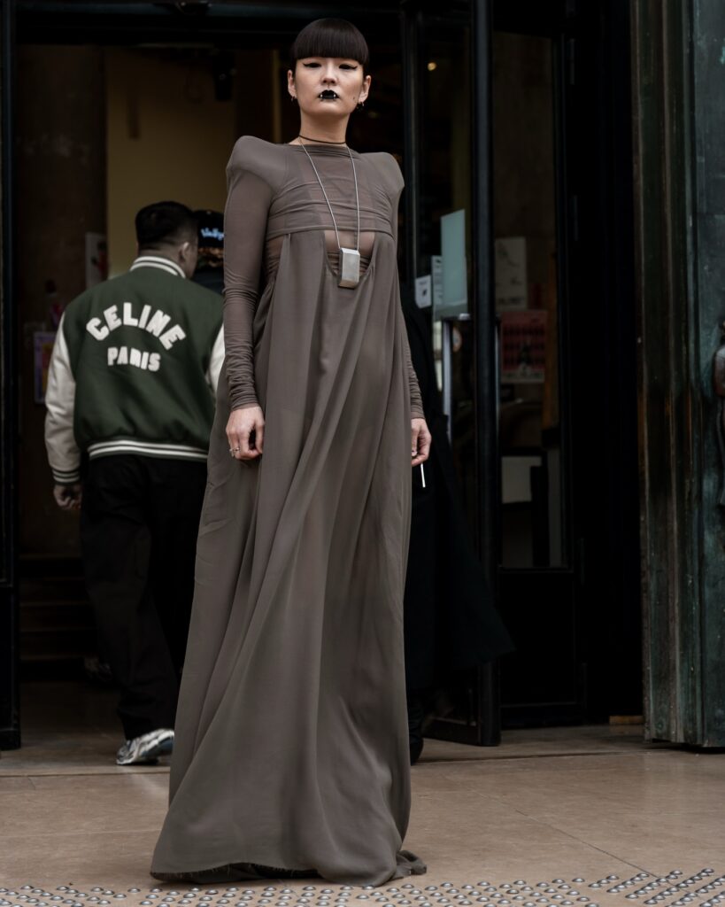 Kozue Akimoto at the Rick Owens show during Fashion Week in Paris 2026.