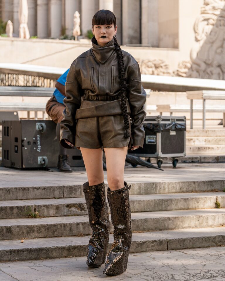 Kozue Akimoto at the Rick Owens show during Fashion Week in Paris 2026.