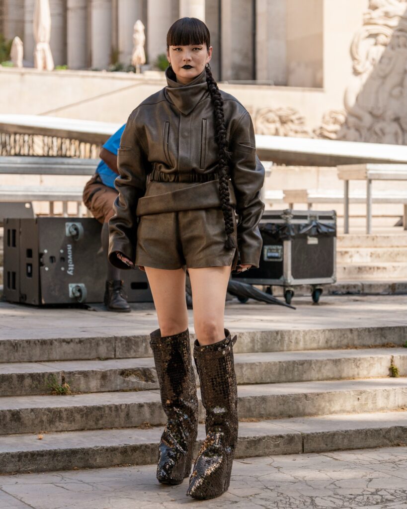 Kozue Akimoto at the Rick Owens show during Fashion Week in Paris 2026.