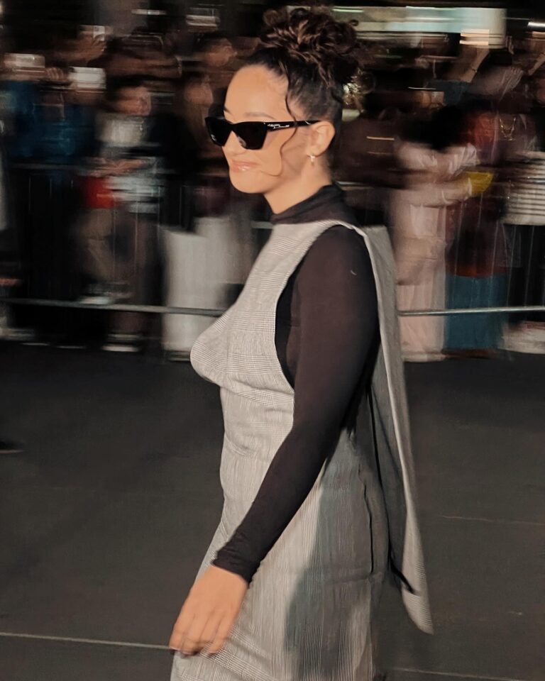 Lena Situations at the Coperni show during Paris Fashion Week 2023.