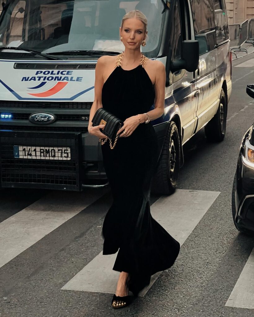 Leonie Hanne at the Schiaparelli show during Paris Fashion Week 2023.
