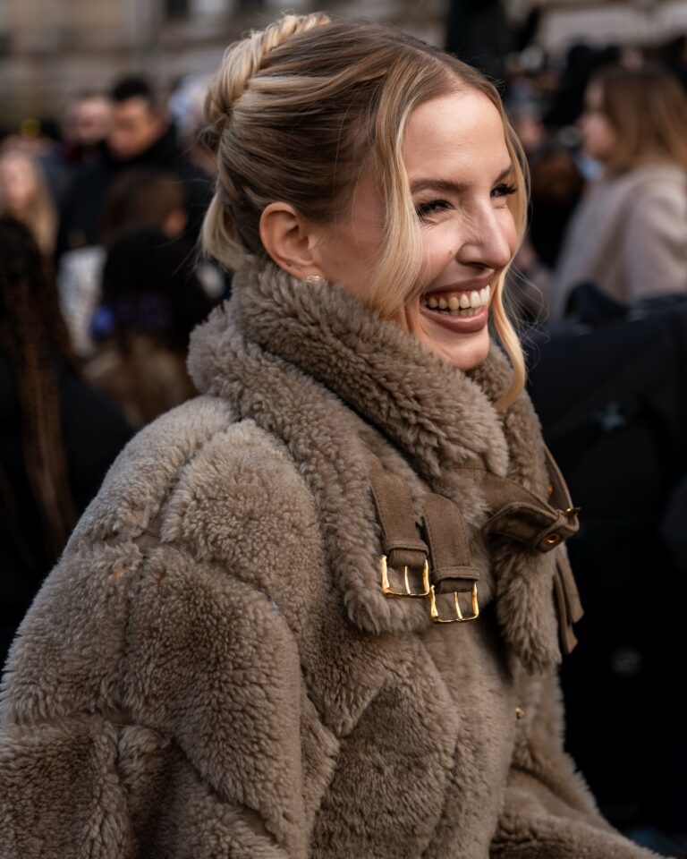 Leonie Hanne at the Schiaparelli show during Haute Couture in Paris 2026.
