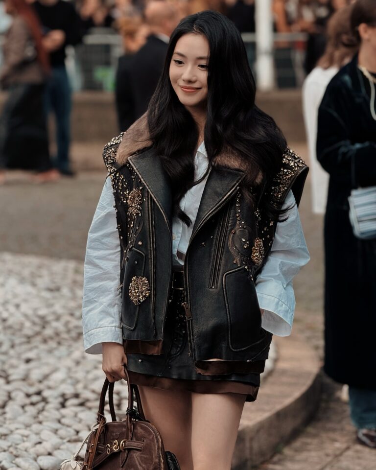 Liu Haocun at the Miu Miu show during Paris Fashion Week 2024.
