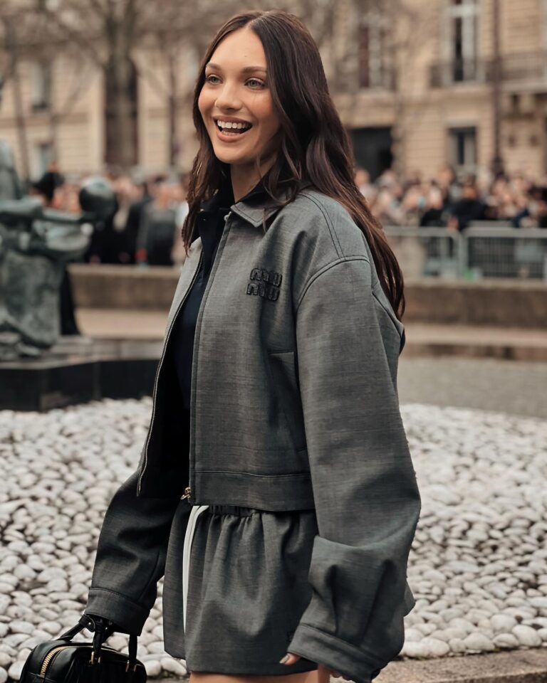 Maddie Ziegler at the Miu Miu show during Paris Fashion Week 2024.