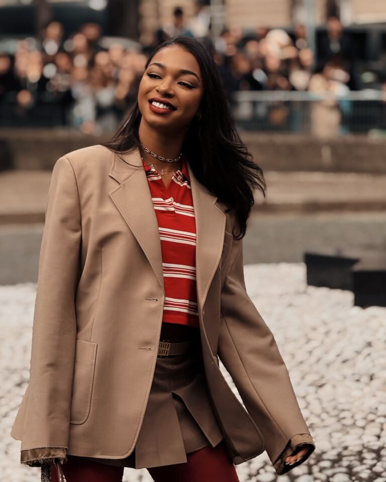 Manon Bresch at the Miu Miu show during Paris Fashion Week 2024.
