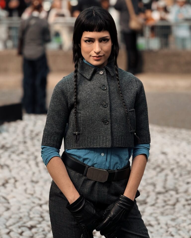 Maria Bottle at the Miu Miu show during Paris Fashion Week 2024.