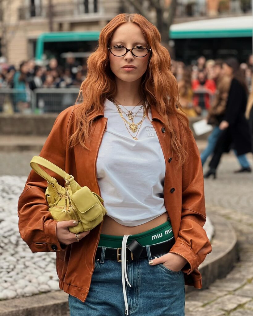 Marie Gaguech at the Miu Miu show during Paris Fashion Week 2024.