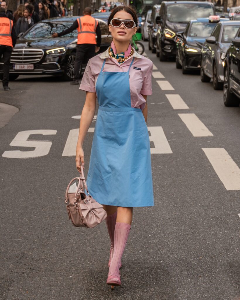 Masha Lobanova at the Miu Miu show during Fashion Week in Paris 2026.