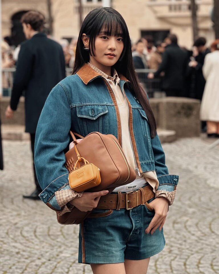 Minnie at the Miu Miu show during Paris Fashion Week 2024.