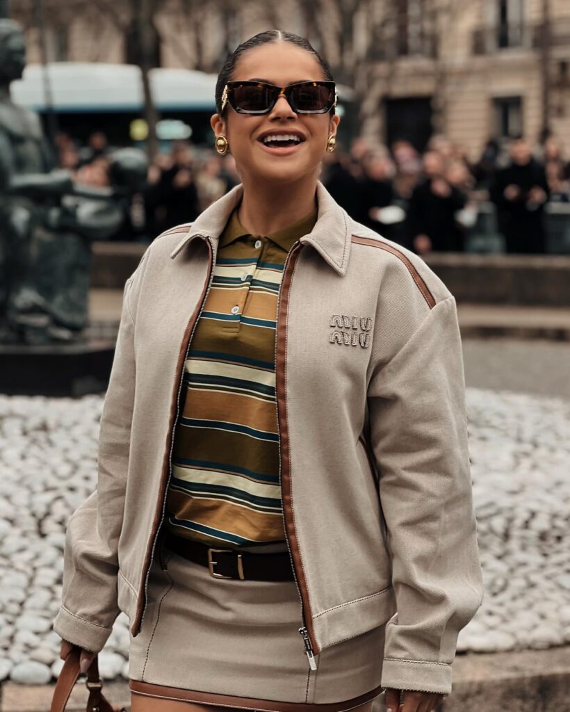 Guest at the Miu Miu show during Paris Fashion Week 2024.