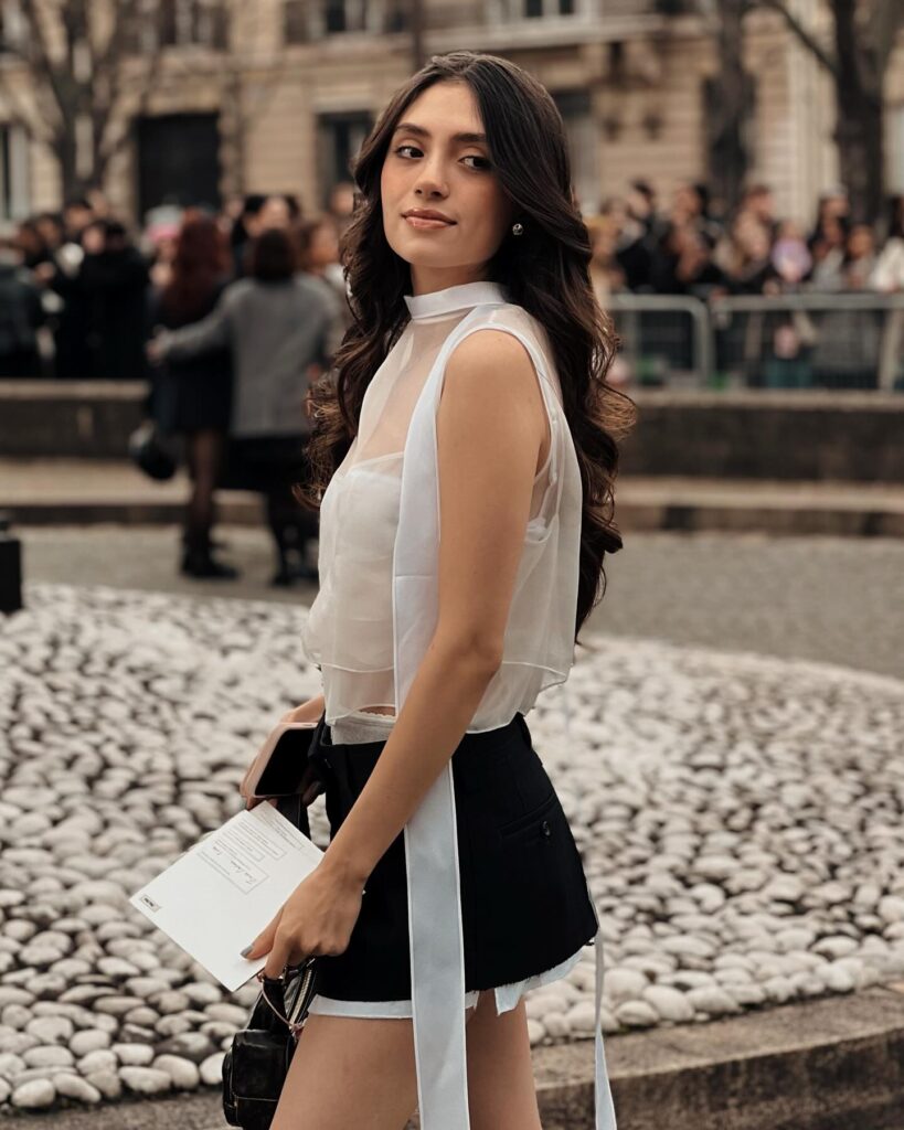 Guest at the Miu Miu show during Paris Fashion Week 2024.