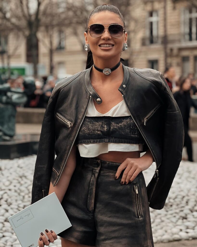Guest at the Miu Miu show during Paris Fashion Week 2024.