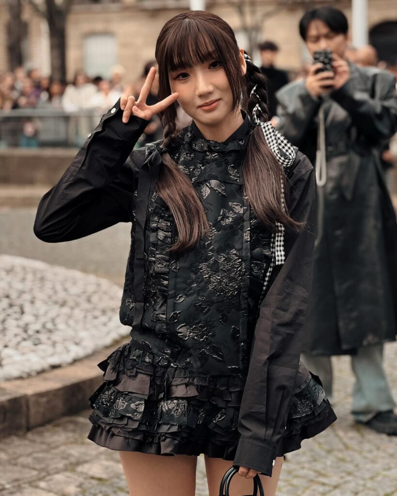 Guest at the Miu Miu show during Paris Fashion Week 2024.