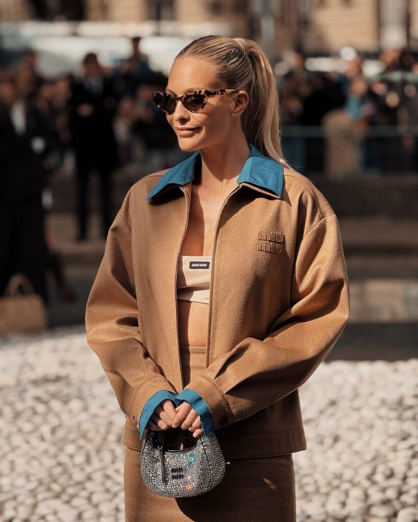 Guest at the Miu Miu show during Paris Fashion Week 2024.