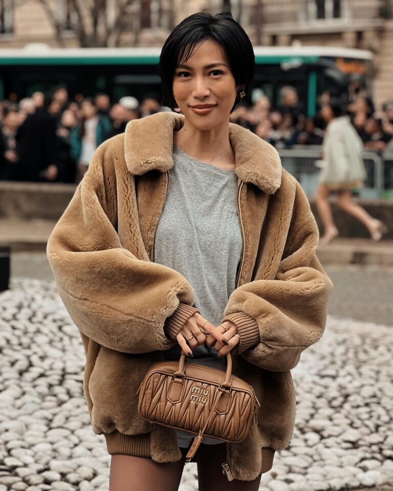 Molly Chiang at the Miu Miu show during Paris Fashion Week 2024.