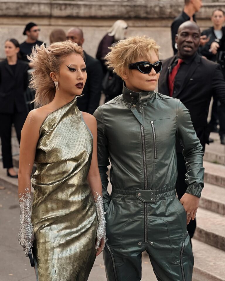 Nam Phùng, Quynh Anh Shyn at the Rick Owens show during Paris Fashion Week 2023.