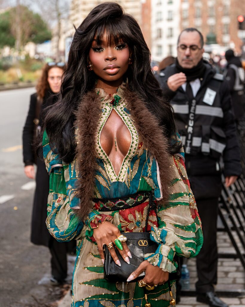 Olandria Carthen at the Valentino show during Haute Couture in Paris 2026.