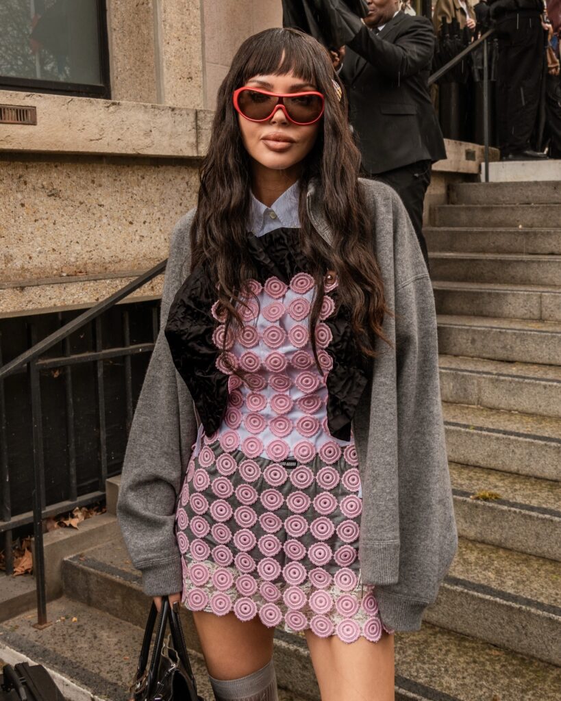 Oxana Samoylova at the Miu Miu show during Fashion Week in Paris 2026.