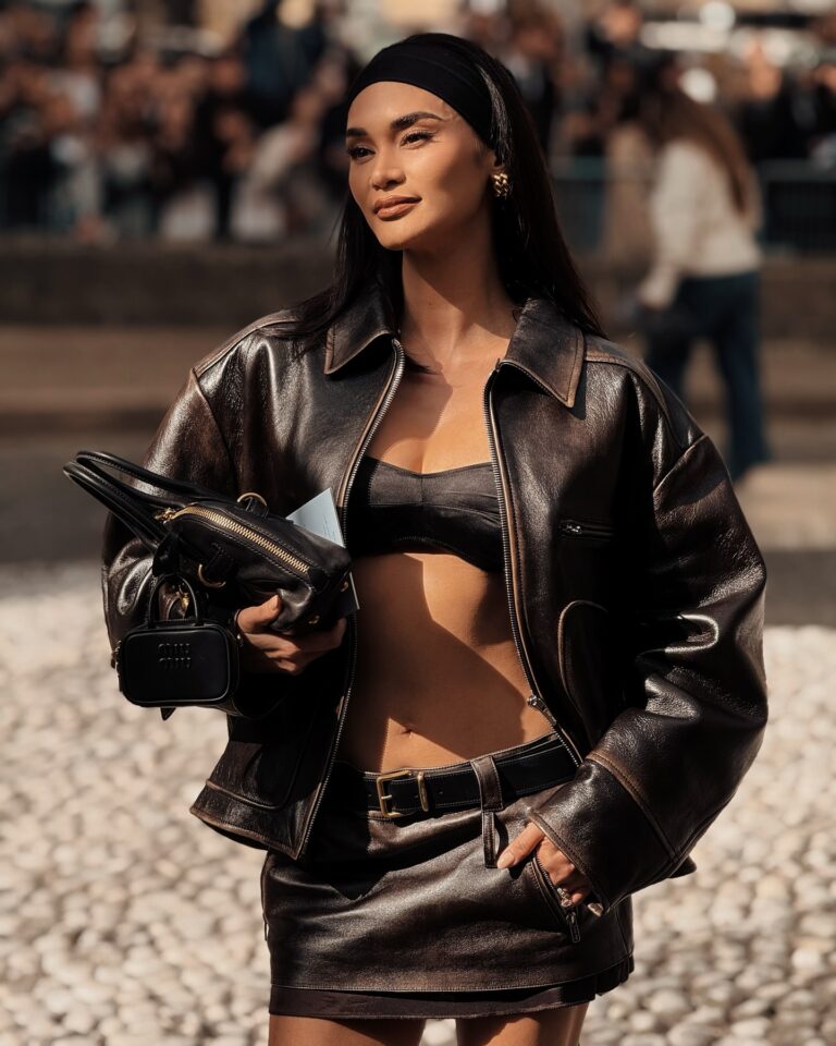 Pia Jauncey at the Miu Miu show during Paris Fashion Week 2024.