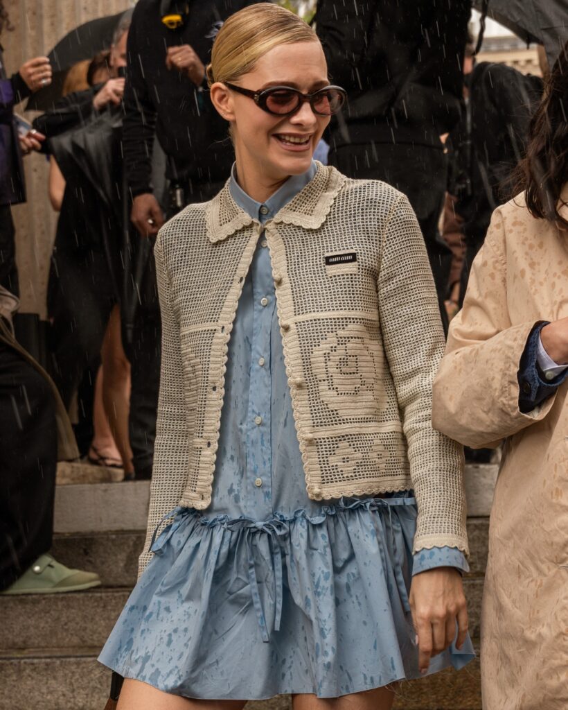 Poppy Delevingne at the Miu Miu show during Fashion Week in Paris 2026.