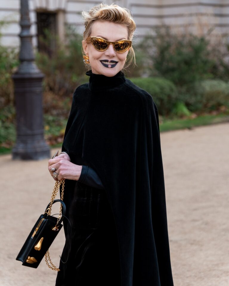 Renata Litvinova at the Schiaparelli show during Haute Couture in Paris 2026.