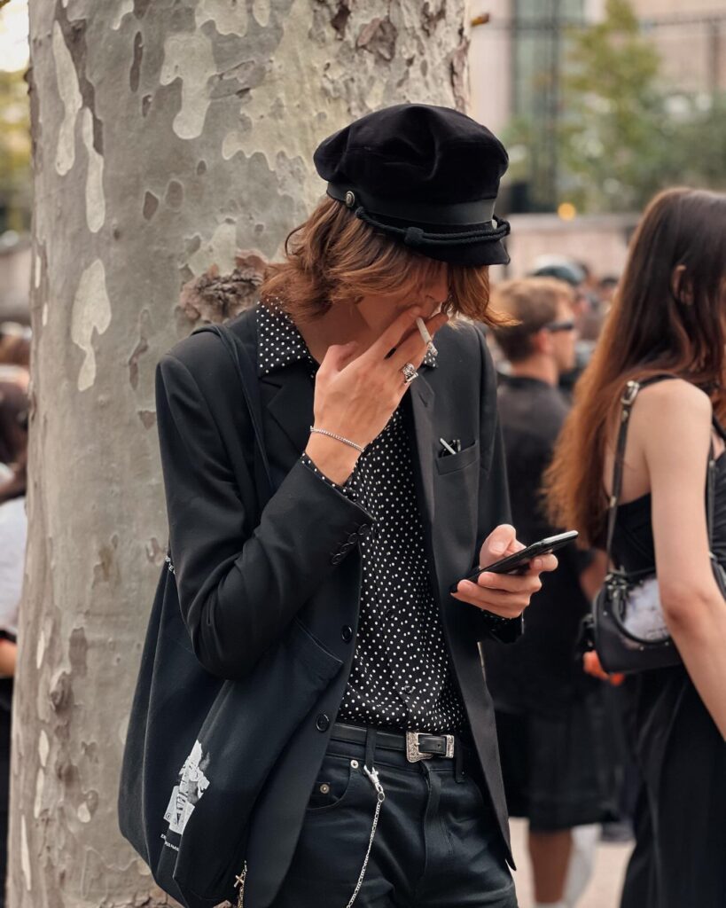 Guest at the Rick Owens show during Paris Fashion Week 2023.