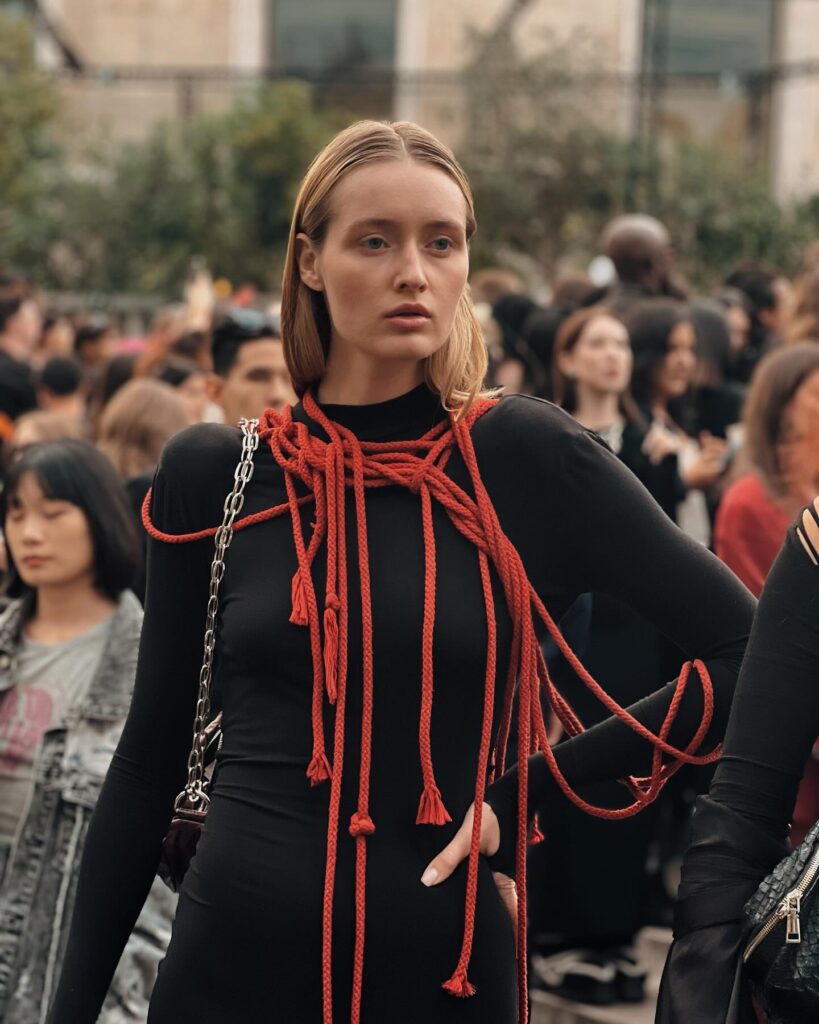 Guest at the Rick Owens show during Paris Fashion Week 2023.