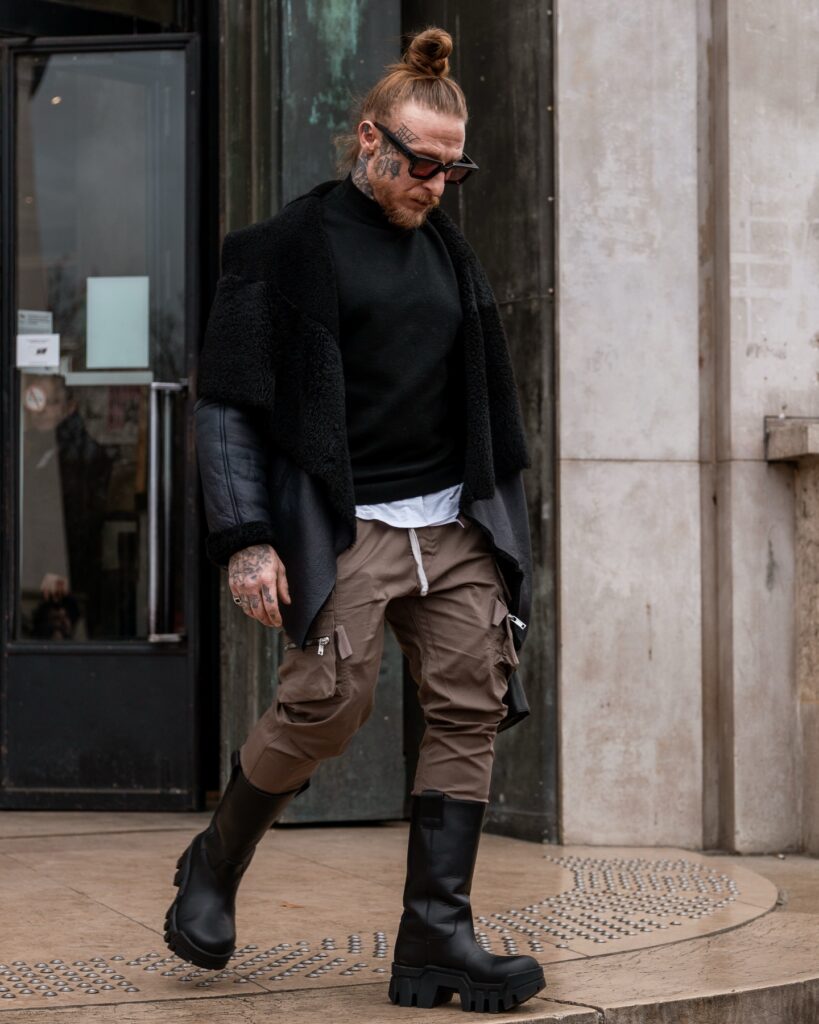 Guest at the Rick Owens show during Fashion Week in Paris 2026.