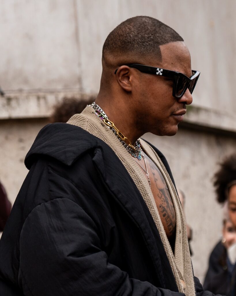 Guest at the Rick Owens show during Fashion Week in Paris 2026.