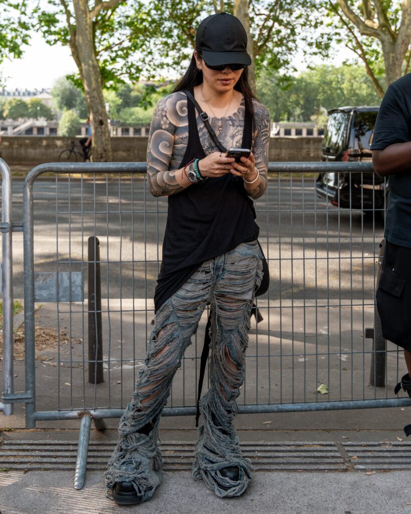 Guest at the Rick Owens show during Fashion Week in Paris 2026.
