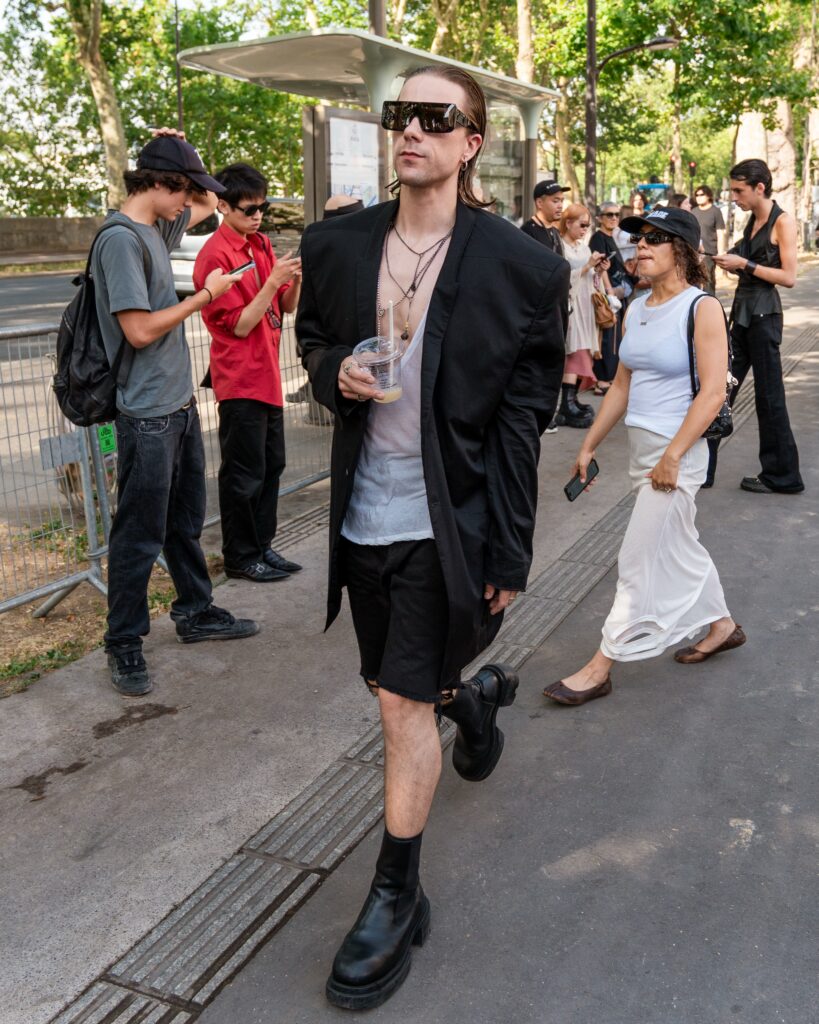 Guest at the Rick Owens show during Fashion Week in Paris 2026.