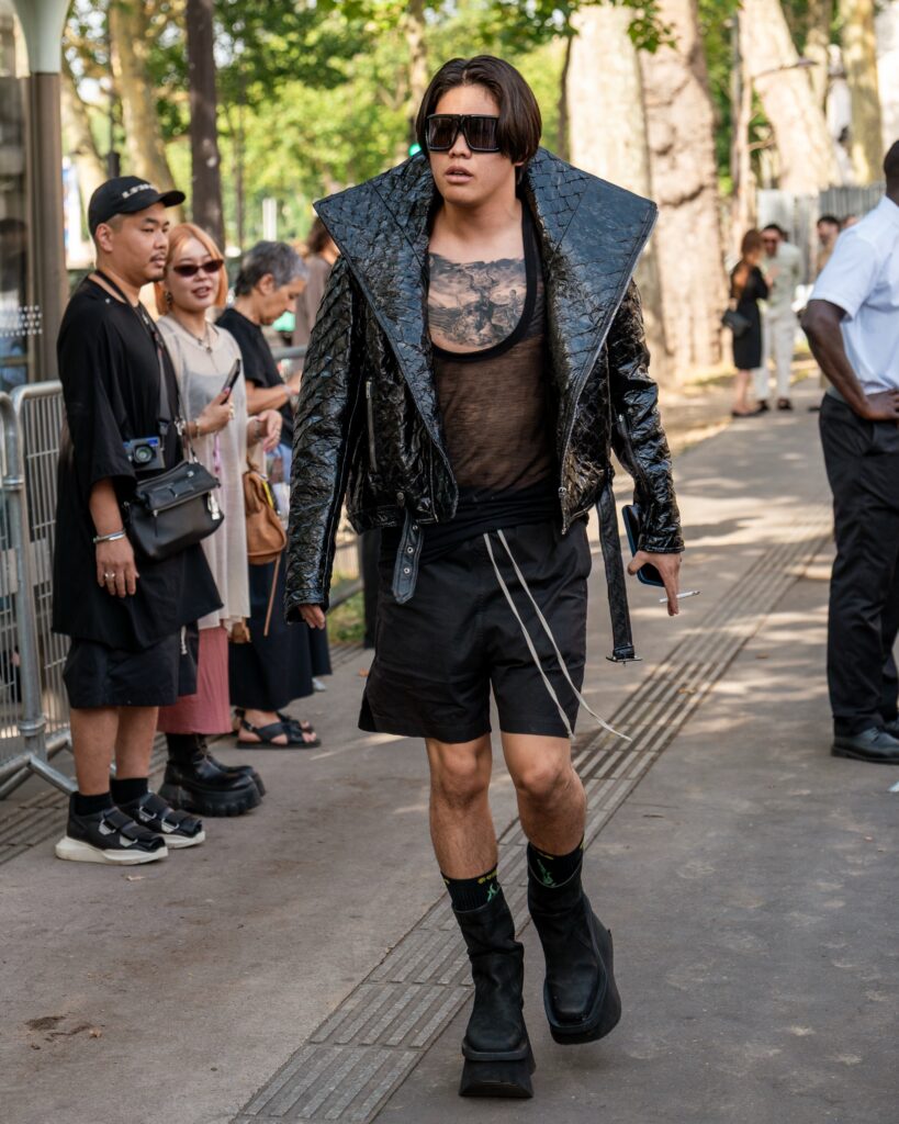 Guest at the Rick Owens show during Fashion Week in Paris 2026.