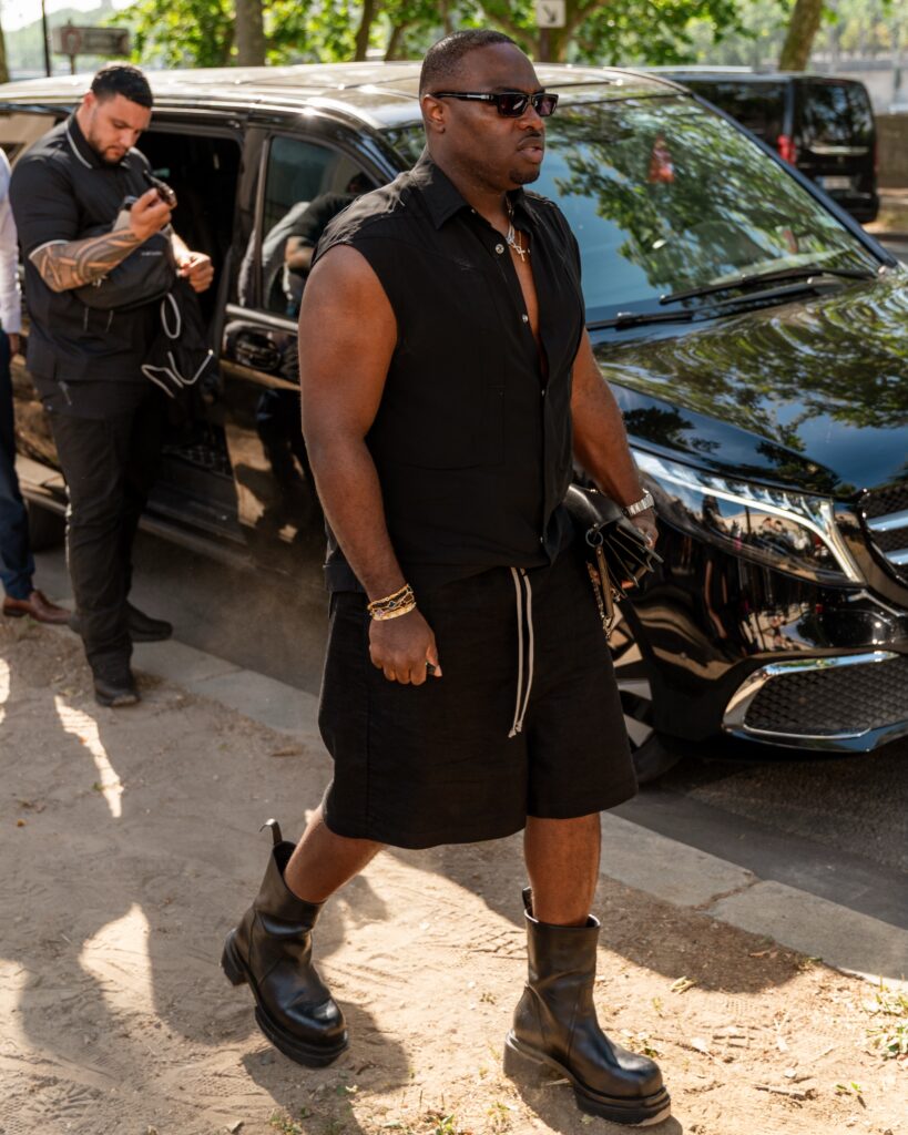 Guest at the Rick Owens show during Fashion Week in Paris 2026.