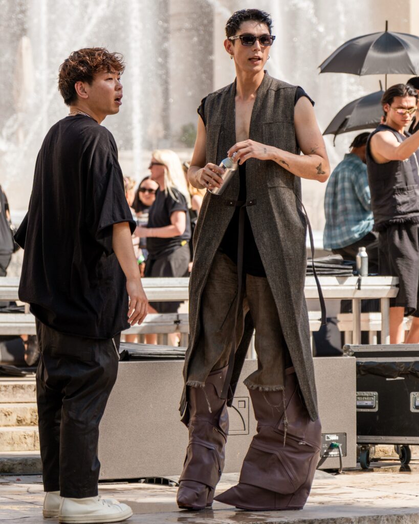 Guest at the Rick Owens show during Fashion Week in Paris 2026.